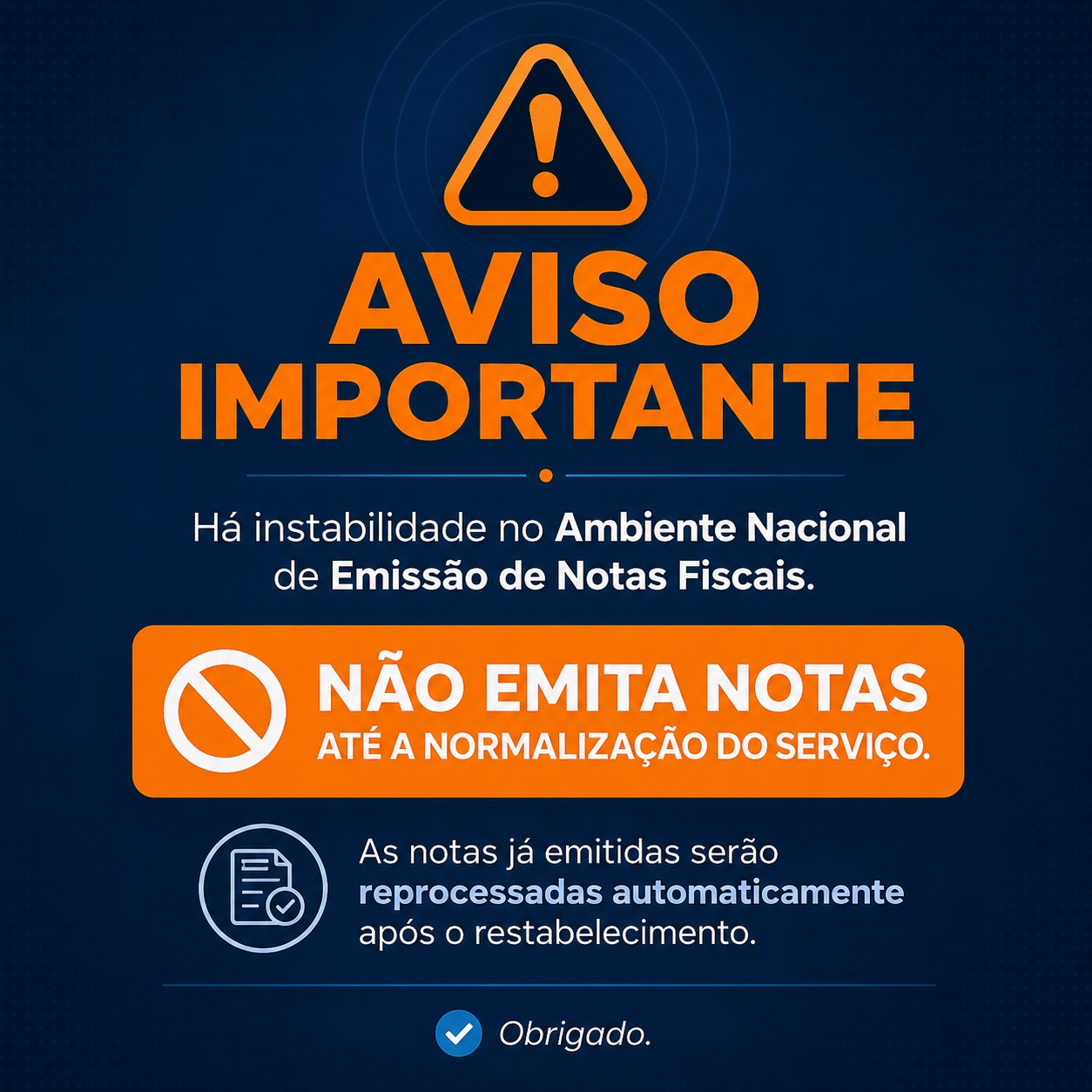 Aviso de Instabilidade